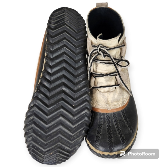 Sorel Out N About Gray Camo Waterproof Winter Snow Rain Duck Boots size 8.5 - Picture 7 of 8